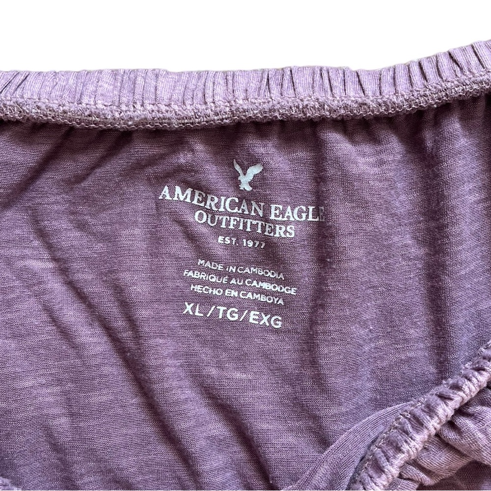 American Eagle Purple Off the Shoulder 3/4 Sleeve Ruffle Top | Women's XL - Picture 4 of 6